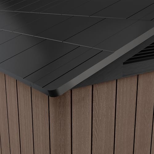 Keter Stronghold 8x6 Gartenhaus, geräumig & robust, EVOTECH™-Material, stahlverstärkt, Braun, Maße: 252 x 175 x 241 cm