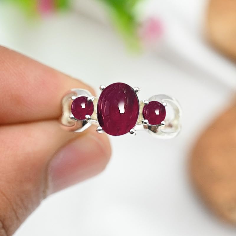 Edelstein Ring silberplattiert für Damen und Herren stilvoll alle Größen Geschenkidee handgefertigter Schmuck CRG1264AA