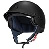 GLX M14 Open Face Motorcycle Helmet - Matte Black, Large - DOT Approved
