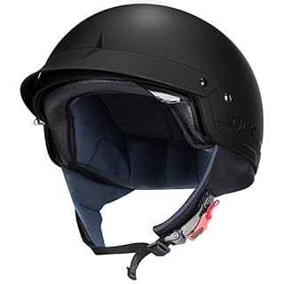 GLX M14 Open Face Motorcycle Helmet - Matte Black, Large - DOT Approved