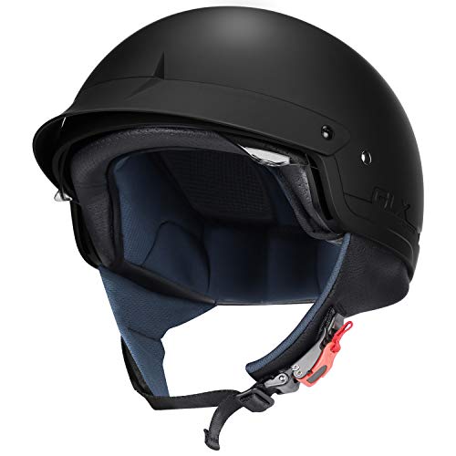 Glx M14 Cruiser Scooter Motorcycle Half Helmet With Free Tinted Retractable Visor Dot Approved (Matte Black, Medium) #TOP3