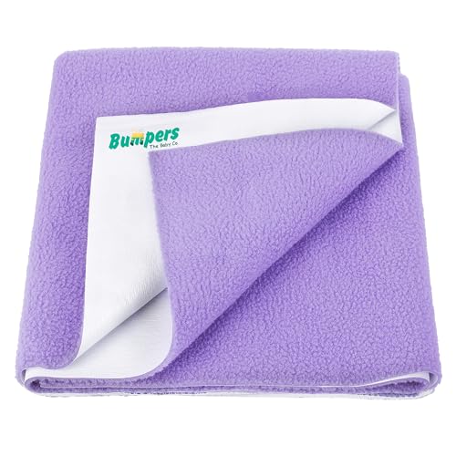 Image of Bumpers Waterproof Quick Dry Sheet for Baby| Bed Pad Extra Absorbent Washable Matress Protector| Baby Bed Protector Sheet for Toddler Children (Violet, Medium (100x70 cm))