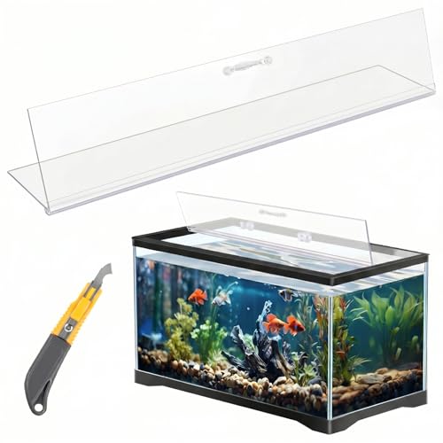 Image of Sieral Aquarium Polycarbonate Canopy Set 29 x 11.38 x 0.12 Inch for 20 /29 /37 Gallon Without Center Brace Aquariums Cover Fish Tank Lid with a Hook Knife, Clear