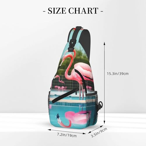 Mochila tipo bandolera unisex con estampado flamingo y piscinas miniatura 3