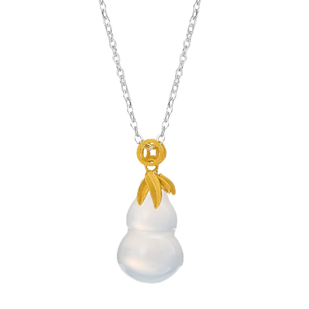Collier gourde calcédoine en pierre fine authentique et finitions ciselées - 6