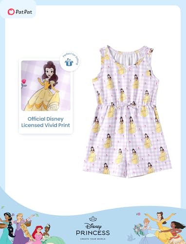 Image of Disney Princess Frozen Minnie Mouse Stitch Girls Romper With Pocket Sleeveless Jumpsuit One Piece Outfit For Toddlers & Kids
