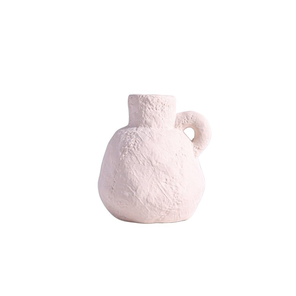 CHUOZI Home Vase Ceramic with Handle White Rough Texture Flower Arrangement Living Room Decoration Decorative