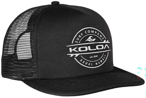 Koloa Surf Thruster Logo Mesh Back Trucker Hat in Black with White Logo