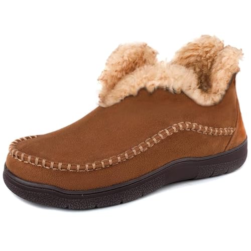 Wishcotton Men's Moccasin Bootie Slippers Cozy Memory Foam,