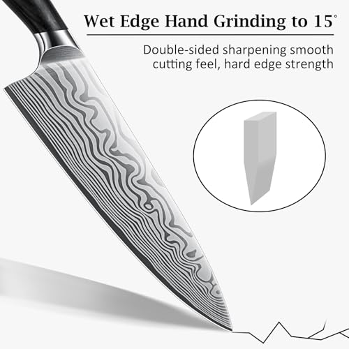 HOSHANHO Chef Knife 8 Inch, Ultra Sharp German High Carbon Stainless Steel Kitchen Knife, Professional Japanese Chef's Knife with Ergonomic Pakkawood Handle - Image 4