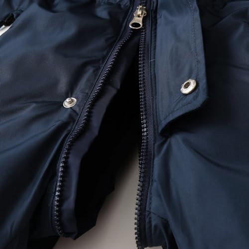 Infant Boys Girls Winter Thicken Hooded Coat Jacket Snowsuit Toddler Windproof Warm Jumpsuit Outwear Snow Wear Girls Overalls Size 8 (Navy, 6-12 Months)2