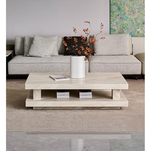BNUTFRDD Coffee Tables Bar Cabinet Travertine Coffee Table Living Room Small Household Side Bedroom Sofa Table - Image 10