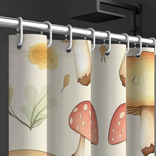Rideau de douche aquarelle champignon en tissu polyester imperméable 150x180cm