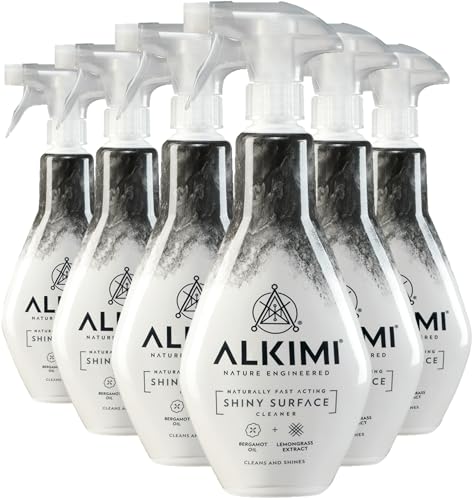 ALKIMI Shiny Surface Cleaning Spray, Pack of 6 – Powerful Cleaning, No Harsh Chemicals, with Natural Bergamot Oil & Lemongrass Extract