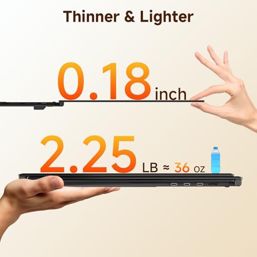 Image of 14 inch Laptop Screen Extender, 0.18 inch Ultra-Thin Laptop Monitor, Stable Damping Stand with 90 Rotation, 180 Rotation Dual Screen, Extra Compatible with Windows /Mac /Android /Switch /PS Fits 13 inch-17 inch Laptops