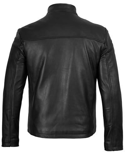 Image of Blingsoul Disc Mens Black Leather Jacket (N3) | [12315276] Ricardo Cowhide Black, 2XL