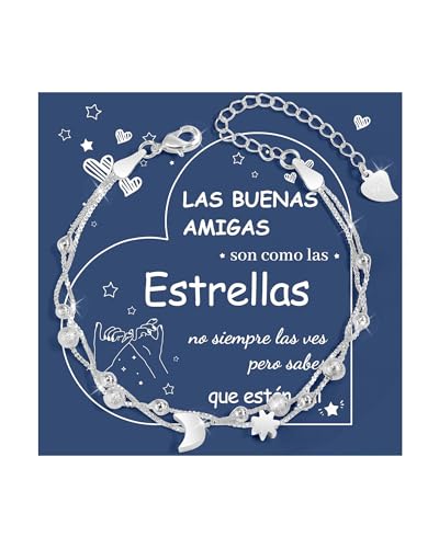 CheersLife Pulsera Amistad Amigas Pulseras de la Amistad Pulsera Plata Mujer Regalos Originales para Mujer Regalos para Amigas - Sol & Luna