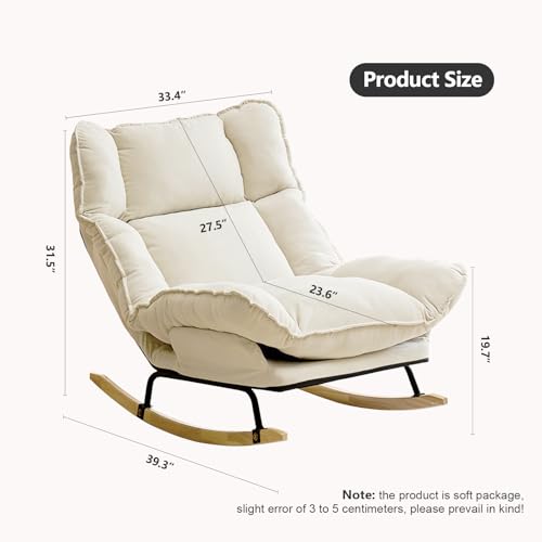 Image of JPBSTO Rocking Chair with Adjustable High Backrest, Extra-Wide Upholstered Glider Rocker, Comfy Accent Chair for Living Room Bedroom