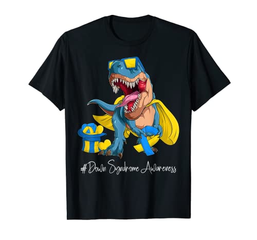 Mes de concientización sobre el síndrome de Down Yellow Blue Ribbon Trex Camiseta