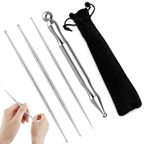 Menibeuty 4 Stück Akupressurstift Akupunkturstift Edelstahl Meridianstift 12cm Kugel Ø5/11mm Akkupressurstab Akupunktur Nadeln für Akupunktur Akupressur & Massage
