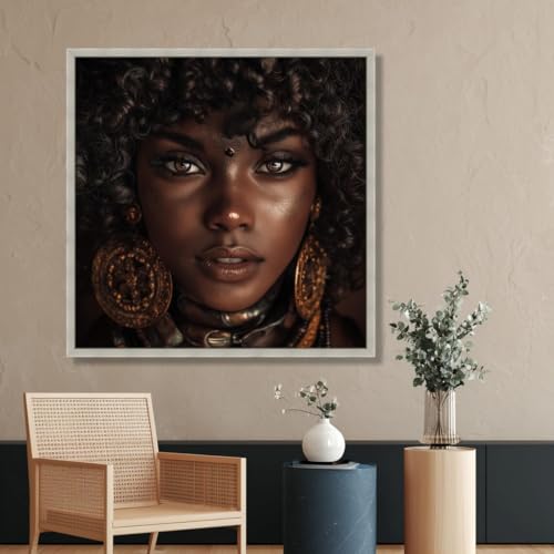 Peinture femme africaine sur toile emotion ethnique et visage authentique brun - 2
