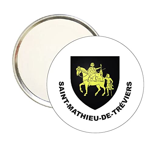 ROUND MIRROR. HERALDIC COAT OF ARMS SAINT-MATHIEU-DE-TREVIERS HÉRAULT FRANCE