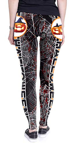 Sister Amy Women's Halloween Skull Pumpkin Skulls Printed Ankle Elastic Tights Legging B-Halloween Us M #TOP5