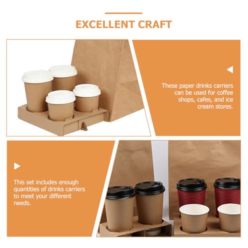 Plateaux porte-gobelets papier ondulé 2 tasses support robuste emporter - 4