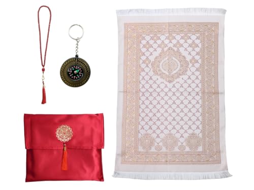 Tapis de prière de voyage pliable CLMJHG, cadeau islamique avec perles