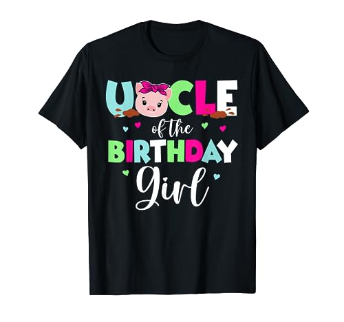 Hombre Camiseta Uncle of the Birthday para niña Farm Pig para hombre y niño 1st Camiseta