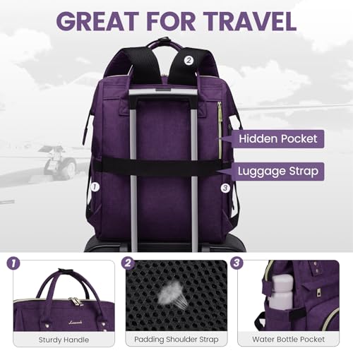 Image of LOVEVOOK Laptop Backpack for Women,17 Inch Professional Womens Travel Backpack Purse Computer Laptop Bag Nurse Teacher Backpack,Waterproof College Work Bags Carry on Back Pack with USB Port