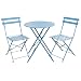 SVITA Berlin Bistro-Set 3-teilig Gartenset Garnitur Metall-Möbel Stuhl Tisch Klapp-Möbel Balkon-Set Blau