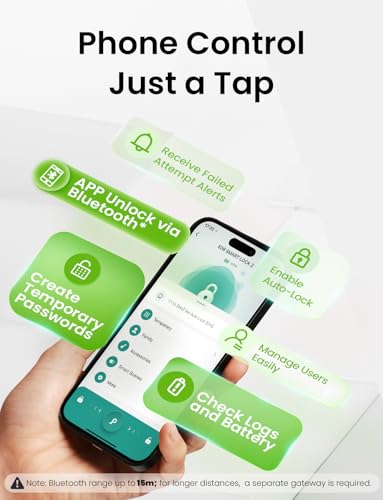 Image of GHome Smart Door Lock, Palm Vein Smart Locks for Front Door, 5 in 1 Keyless Entry Door Lock, Alexa Control, Auto Lock, Built-in WiFi, Rechargeable Battery, Smart Deadbolt