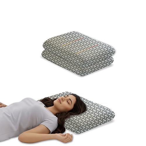 Image of Grey Ergonomic Pillow Set of 2, 50x30x6 cm Memory Foam Cervical Contour for Neck Pain, Breathable Jacquard Outer Case, Orthopedic Sleeping Bedding for Side Sleeper and Shoulder Comfort