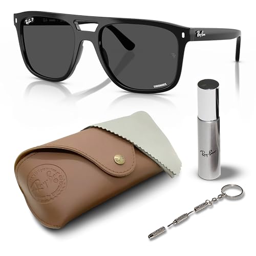 Ray-Ban RB2213CH CHROMANCE Square Shaped Sunglasses for Men & Women with Official RAYBAN Eyewear Kit