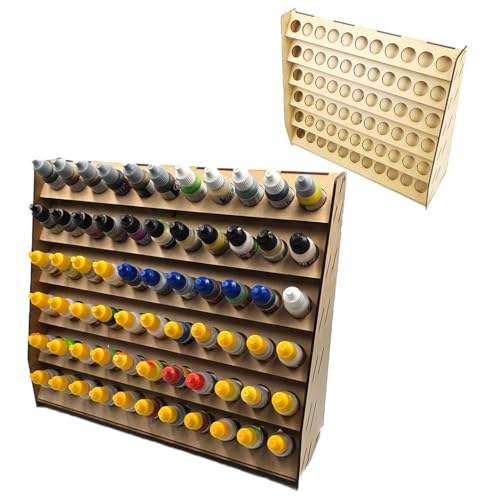 HobbyHold Estantería de color Vallejo con 66 agujeros para colores – Soporte de pintura de madera de 26 mm para modelismo – Estante para pinturas – Estantería para pintura de bricolaje – Organizador