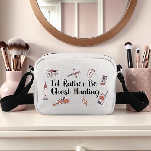TSOTMO Paranormal Investigator Ghost Lover Merch I’d Rather Be Ghost Hunting Zipper Pouch Crossbody Bag3
