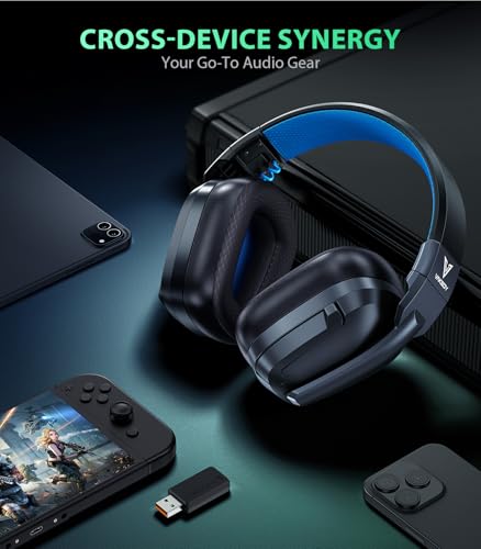 Image of Vakedy Wireless Gaming Headset for PS5,PS4,PC,Switch, 2.4GHz USB & BT 5.4 | Noise Canceling Mic, Lossless Audio-50H Batt, Works with PS4, Mac & Mobile, Ideal for Fortnite & Call of Duty & RGB