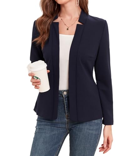 MINTLIMIT Women's Casual Blazer Long Sleeve Open Front Business Work Office Blazer Jacket with Pockets 2024 Navy Blue