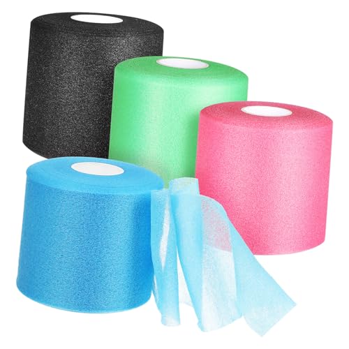 BELLIFFY Elastic Sponge Skin Mask Pre Wrap Athletic Tape Sports Pre Wrap Green 4 Rolls Comfort Fit