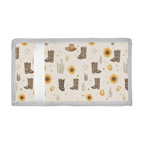 ALAZA Kids Wallets for Boys Girls Toddler Trifold Wallet Children Small Boots Cactus Sunflower with Zipper Coin Pocket2