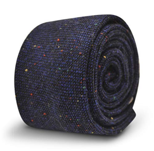 Frederick Thomasnavy/dark royal blue wool tie with multicolour specks slim skinny thin narrow tweed mens ties
