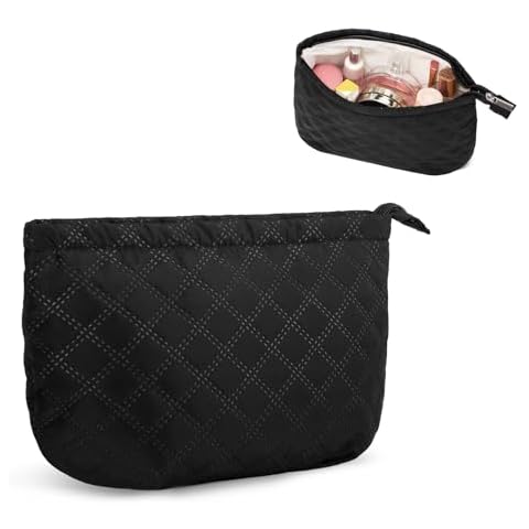 Marvolia Travel Makeup Bag Cute Cosmetic Bag Makeup Organizer with Zipper Make Up Pouch for Women Purse for Cosmetics Toiletries Accessories - Black Cover