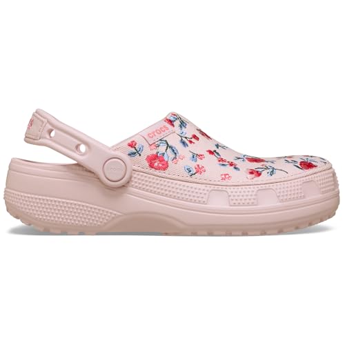 Image of Crocs Unisex-Adult Classic Crafted Canvas Clogs for Men and Women, Floral Cotton Candy, 15 Women /13 Men