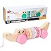 Produktbild Arkmiido Nachziehspielzeug aus Holz Krokodil kinderspielzeug ab 1 Jahrholzspielzeug BabyBaby Spielzeug 1 Jahr mit digitaler Welle (Pink)