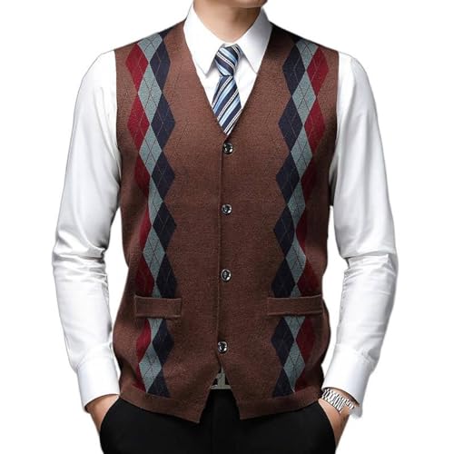 Cardigan tricoté épaissi à la mode pour jeunes avec losanges rétro de qualité