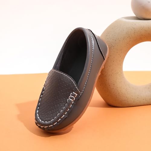 Image of Boys Loafers PU Leather Slip-On Toddler Dress Shoes Non-Slip Sole Kids Moccasins for School Events and Daily Wear