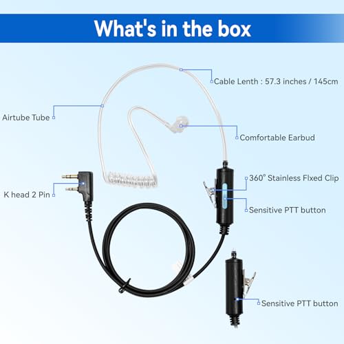 Image of SAMCOM 2 Pin Earpiece for FPCN30A FPCN10A Radios (Clear Tube Earpiece 6 Packs)