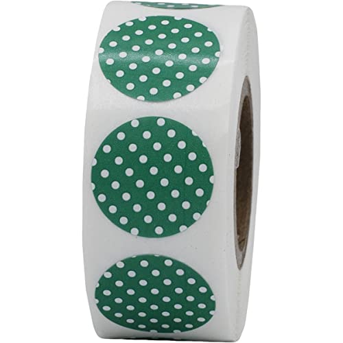 Autocollants pastilles à pois vert et blanc 19mm InStockLabels pour marquage