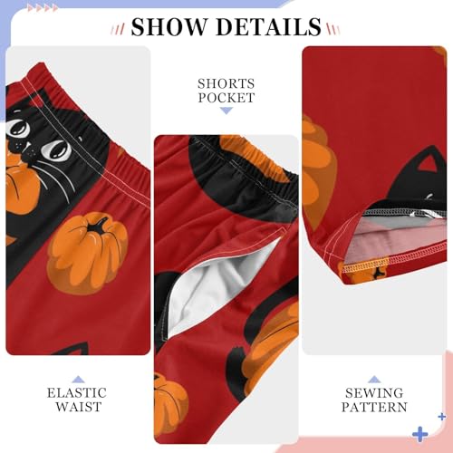 Cat and Pumpkin Boys Pants Boys Athletic Pants Long Pant for Boywith Pockets Wide-Leg Size 6-14Y4